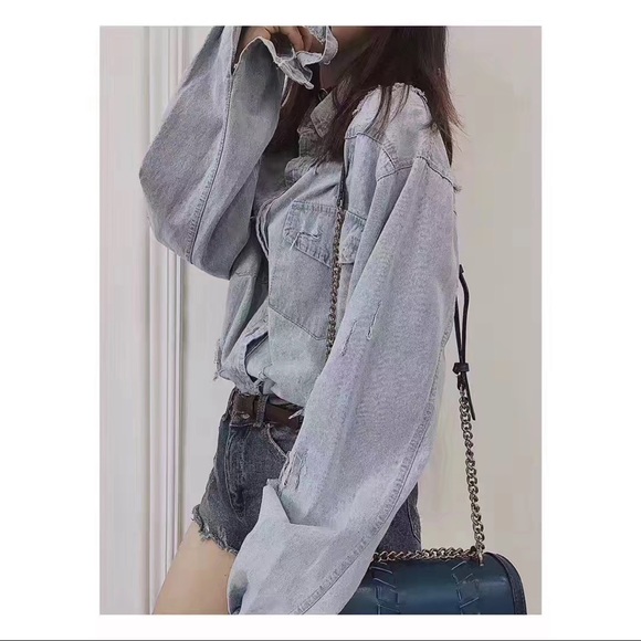 Oversized Denim Button-down Shirt - Picture 2 of 8